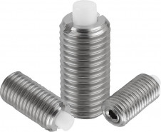 Indexing plungers – Spring plungers with internal hexagon and flattened POM pressure element, stainless steel